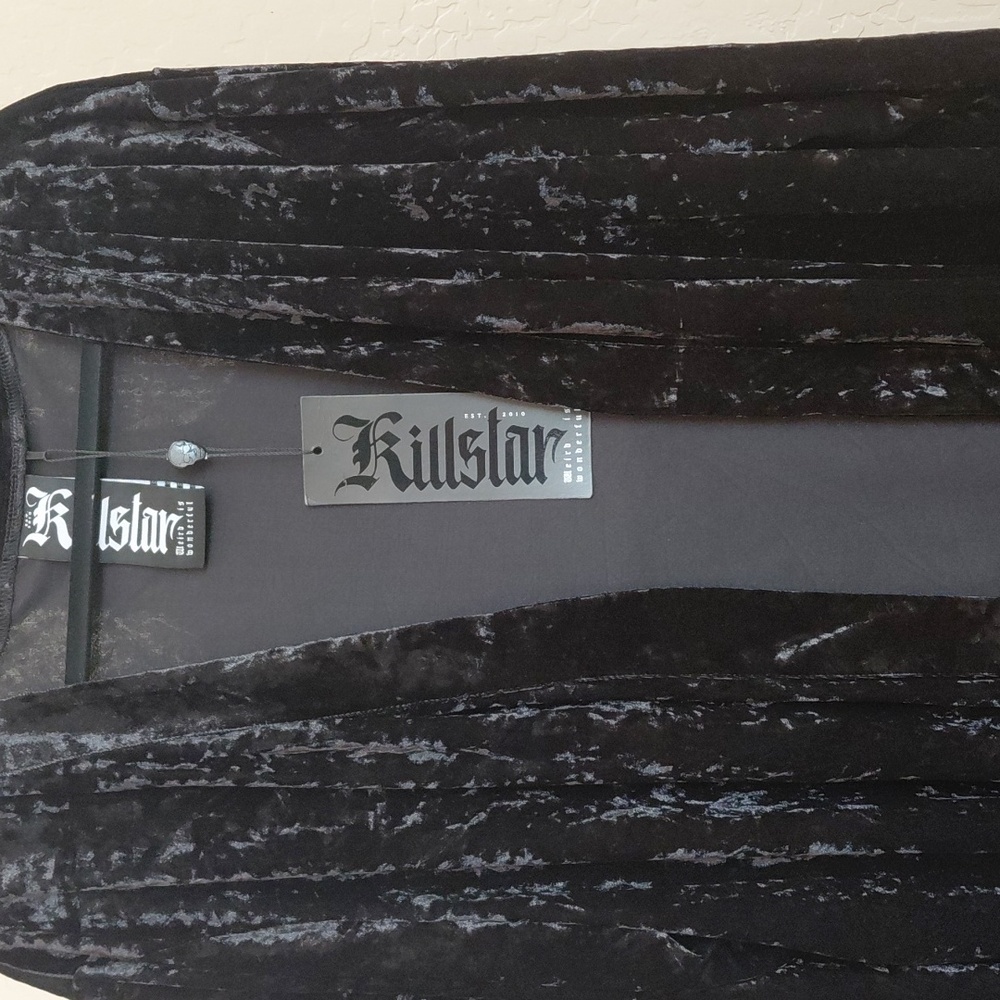 KILLSTAR 2X BLACK VELVET BURNT OBSIDIAN ROBE WITH POCKETS - Picture 5 of 6